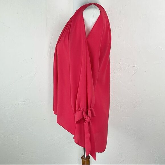 Mahina Light Red Cold Shoulder Long Sleeve Top Small - Picture 3 of 5
